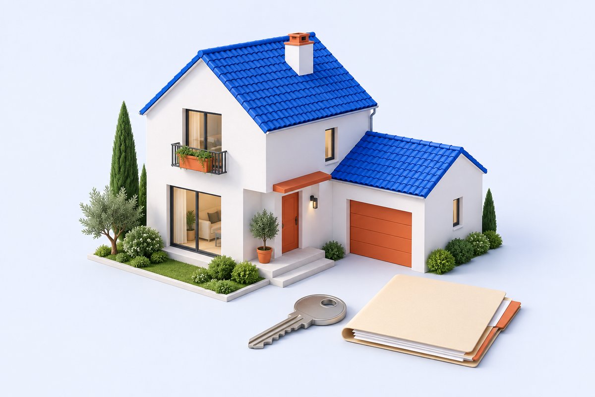 Une maison miniature et un dossier immobilier